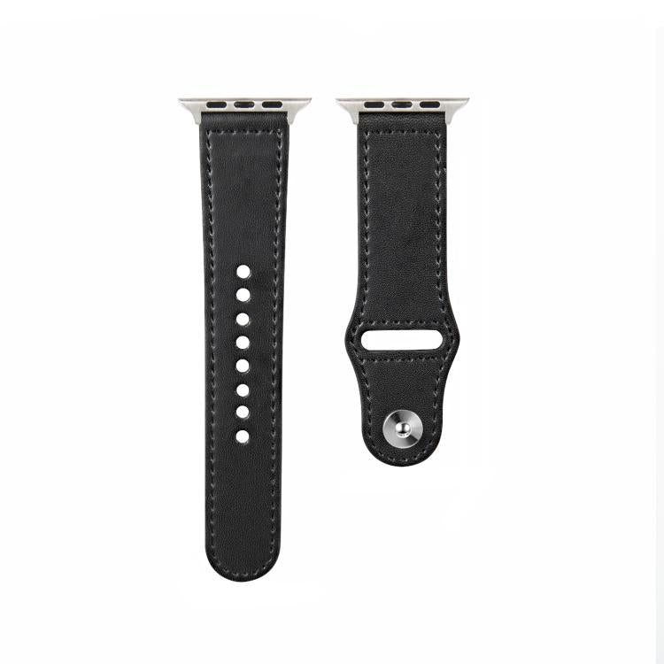 For Apple Watch 42mm / 41mm / 40mm / 38mm Kalebol Large Stud Buckle Leather Watch Band(Black)