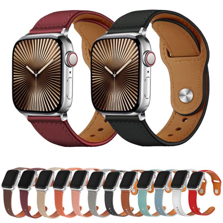 For Apple Watch 42mm / 41mm / 40mm / 38mm Kalebol Large Stud Buckle Leather Watch Band(White)