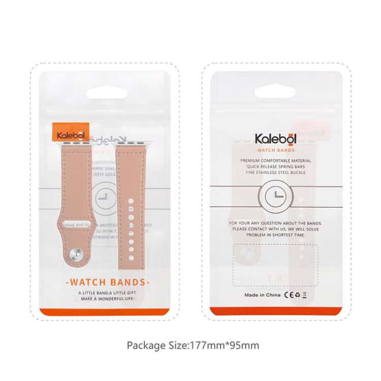 For Apple Watch 46mm / 49mm / 45mm / 44mm Kalebol Large Stud Buckle Leather Watch Band(Black)