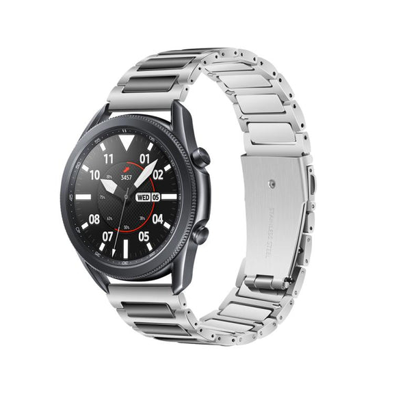 Kalebol 22mm Tooling Metal Zinc Alloy Watch Band(Silver Black)