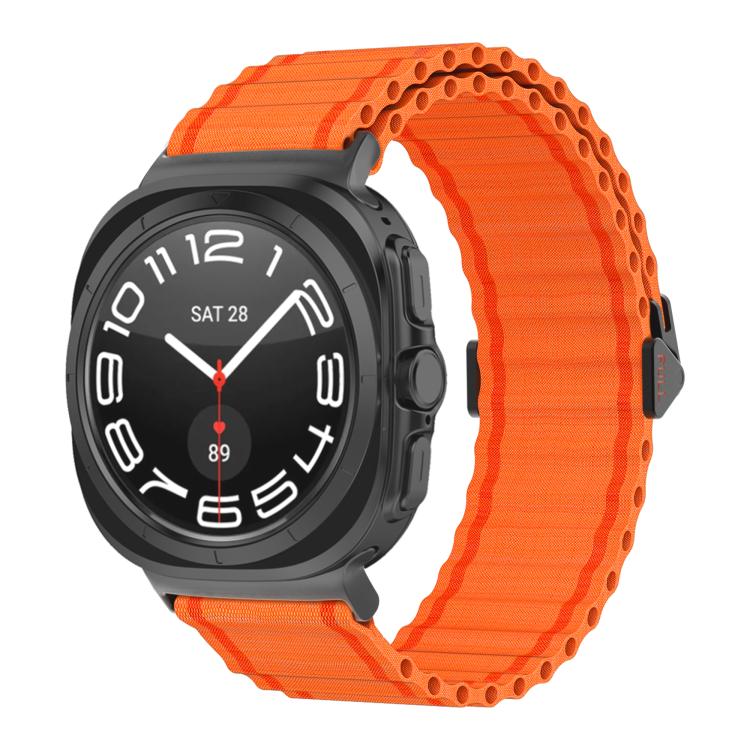 For Samsung Galaxy Watch Ultra 47mm Kalebol Ocean Loop Nylon Braided Watch Band(Orange)