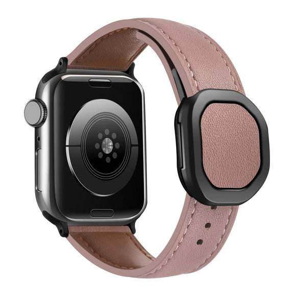 For Apple Watch 42mm / 41mm / 40mm / 38mm Kalebol Magnetic Fold Genuine Buckle Leather Watch Band(Bean Paste)