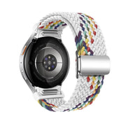For Samsung Galaxy Watch 5 Pro / 6 / 7 Kalebol Button Braided Loop Magnetic Buckle Watch Band(White Rainbow)