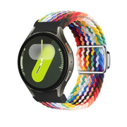 For Samsung Galaxy Watch 5 Pro / 6 / 7 Kalebol Button Braided Loop Magnetic Buckle Watch Band(Official Rainbow)