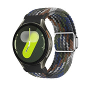For Samsung Galaxy Watch 5 Pro / 6 / 7 Kalebol Button Braided Loop Magnetic Buckle Watch Band(Denim)
