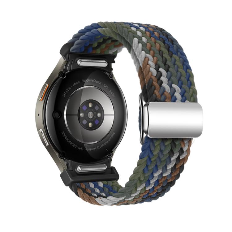 For Samsung Galaxy Watch 5 Pro / 6 / 7 Kalebol Button Braided Loop Magnetic Buckle Watch Band(Denim)