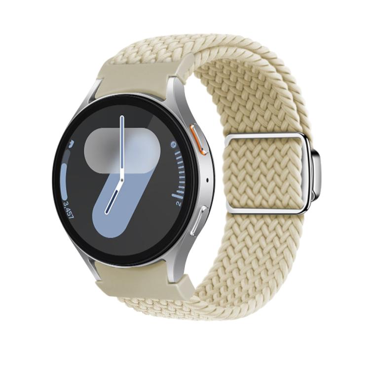 For Samsung Galaxy Watch 5 Pro / 6 / 7 Kalebol Button Braided Loop Magnetic Buckle Watch Band(Starlight)