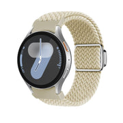 For Samsung Galaxy Watch 5 Pro / 6 / 7 Kalebol Button Braided Loop Magnetic Buckle Watch Band(Starlight)