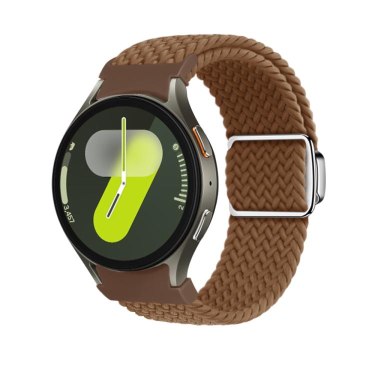 For Samsung Galaxy Watch 5 Pro / 6 / 7 Kalebol Button Braided Loop Magnetic Buckle Watch Band(Brown)