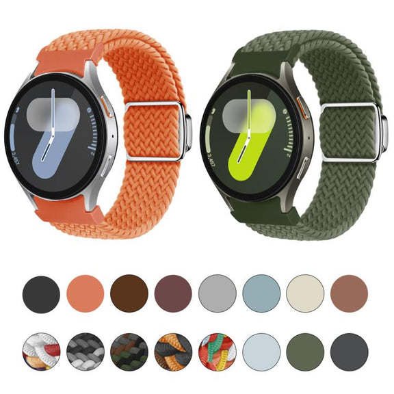 For Samsung Galaxy Watch 5 Pro / 6 / 7 Kalebol Button Braided Loop Magnetic Buckle Watch Band(Denim)