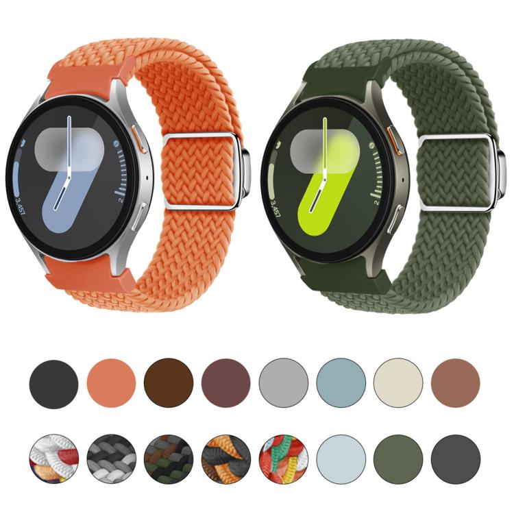 For Samsung Galaxy Watch 5 Pro / 6 / 7 Kalebol Button Braided Loop Magnetic Buckle Watch Band(Denim)
