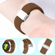 For Samsung Galaxy Watch 5 Pro / 6 / 7 Kalebol Button Braided Loop Magnetic Buckle Watch Band(Starlight)