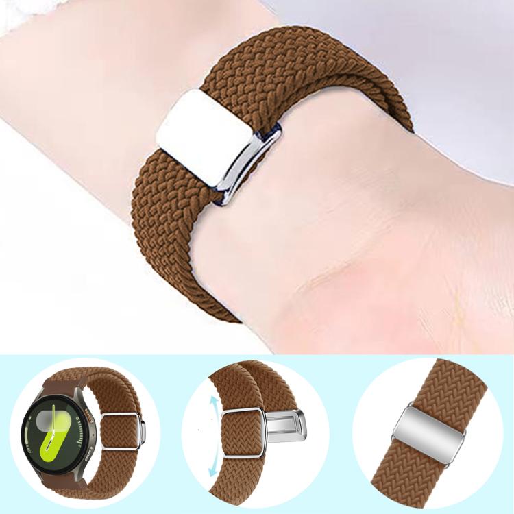 For Samsung Galaxy Watch 5 Pro / 6 / 7 Kalebol Button Braided Loop Magnetic Buckle Watch Band(Smoky Purple)