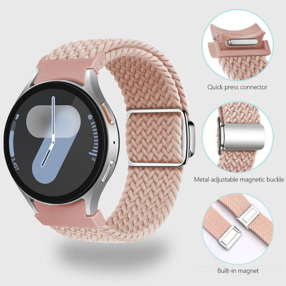 For Samsung Galaxy Watch 5 Pro / 6 / 7 Kalebol Button Braided Loop Magnetic Buckle Watch Band(Black)