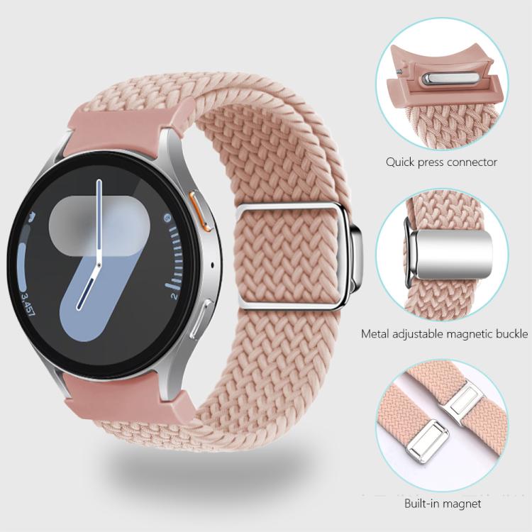 For Samsung Galaxy Watch 5 Pro / 6 / 7 Kalebol Button Braided Loop Magnetic Buckle Watch Band(Starlight)