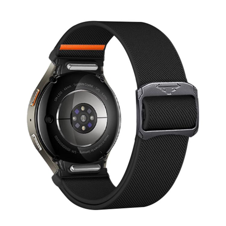 For Samsung Galaxy Watch 5 Pro / 6 / 7 Kalebol Button Elastic Nylon Watch Band(Black)