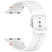 For Apple Watch 46mm / 49mm / 45mm / 44mm Kalebol Wavy Grain Stitched Silicone Watch Band(White)