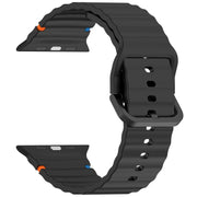 For Apple Watch 46mm / 49mm / 45mm / 44mm Kalebol Wavy Grain Stitched Silicone Watch Band(Black)
