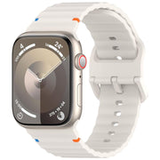 For Apple Watch 46mm / 49mm / 45mm / 44mm Kalebol Wavy Grain Stitched Silicone Watch Band(Starlight)