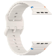 For Apple Watch 46mm / 49mm / 45mm / 44mm Kalebol Wavy Grain Stitched Silicone Watch Band(Starlight)