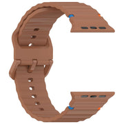 For Apple Watch 46mm / 49mm / 45mm / 44mm Kalebol Wavy Grain Stitched Silicone Watch Band(Brown)