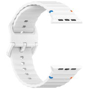 For Apple Watch 42mm / 41mm / 40mm / 38mm Kalebol Wavy Grain Stitched Silicone Watch Band(White)