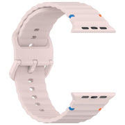 For Apple Watch 42mm / 41mm / 40mm / 38mm Kalebol Wavy Grain Stitched Silicone Watch Band(Sand Pink)