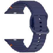 For Apple Watch 42mm / 41mm / 40mm / 38mm Kalebol Wavy Grain Stitched Silicone Watch Band(Navy Blue)