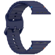 For Apple Watch 42mm / 41mm / 40mm / 38mm Kalebol Wavy Grain Stitched Silicone Watch Band(Navy Blue)