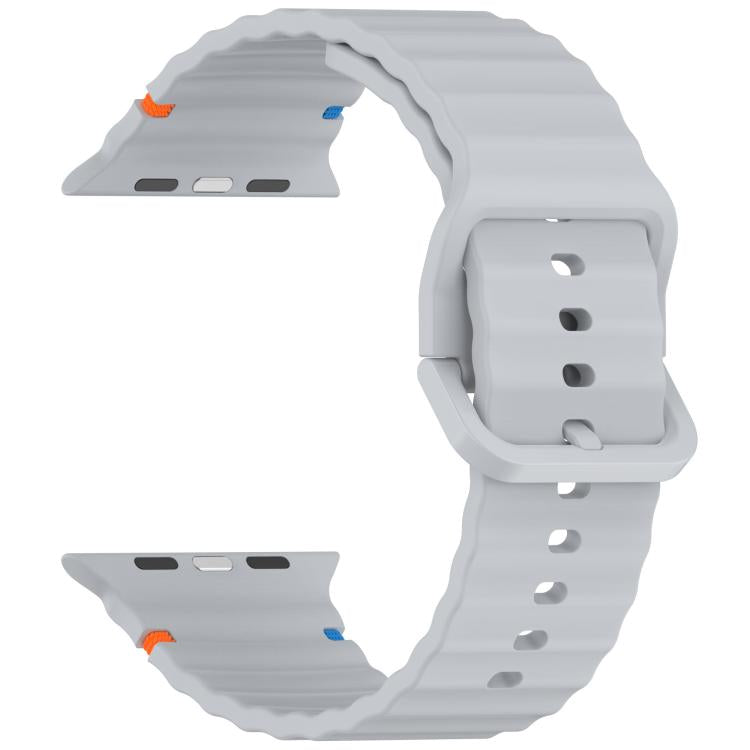 For Apple Watch 42mm / 41mm / 40mm / 38mm Kalebol Wavy Grain Stitched Silicone Watch Band(Grey)