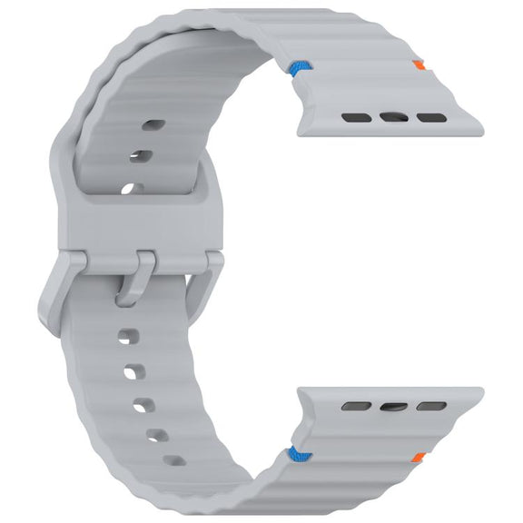 For Apple Watch 42mm / 41mm / 40mm / 38mm Kalebol Wavy Grain Stitched Silicone Watch Band(Grey)