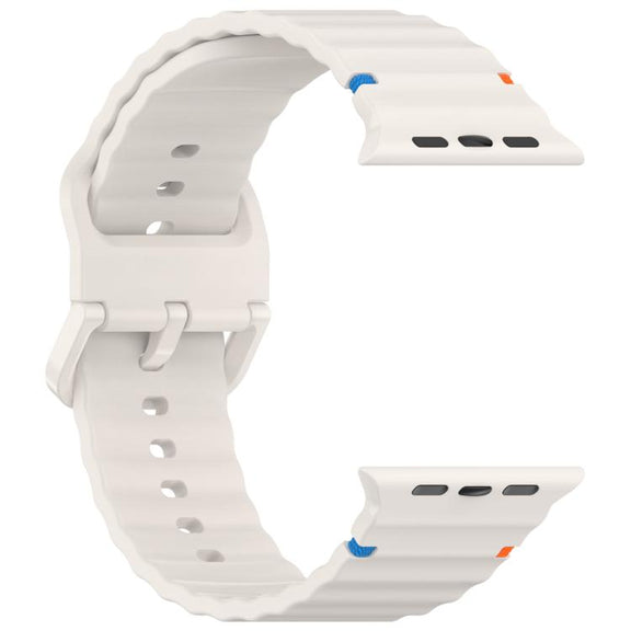 For Apple Watch 42mm / 41mm / 40mm / 38mm Kalebol Wavy Grain Stitched Silicone Watch Band(Starlight)