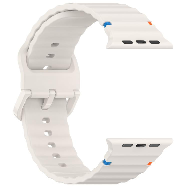 For Apple Watch 42mm / 41mm / 40mm / 38mm Kalebol Wavy Grain Stitched Silicone Watch Band(Starlight)