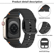 For Apple Watch 42mm / 41mm / 40mm / 38mm Kalebol Wavy Grain Stitched Silicone Watch Band(White)