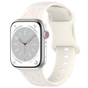 For Apple Watch 42mm / 41mm / 40mm / 38mm Kalebol 8-shaped Buckle Butterfly Embossed Silicone Watch Band(Starlight)