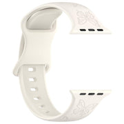 For Apple Watch 42mm / 41mm / 40mm / 38mm Kalebol 8-shaped Buckle Butterfly Embossed Silicone Watch Band(Starlight)