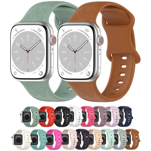 For Apple Watch 46mm / 49mm / 45mm / 44mm Kalebol 8-shaped Buckle Butterfly Embossed Silicone Watch Band(Starlight)