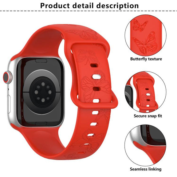 For Apple Watch 46mm / 49mm / 45mm / 44mm Kalebol 8-shaped Buckle Butterfly Embossed Silicone Watch Band(Starlight)