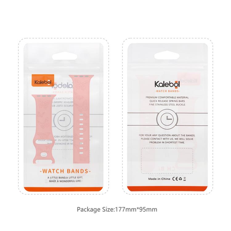 For Apple Watch 42mm / 41mm / 40mm / 38mm Kalebol 8-shaped Buckle Butterfly Embossed Silicone Watch Band(Starlight)