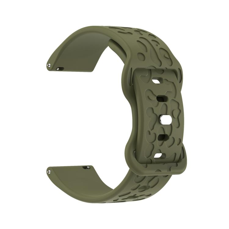 18mm Kalebol Leopard Print Butterfly Buckle Silicone Watch Band(Army Green)