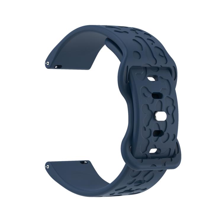18mm Kalebol Leopard Print Butterfly Buckle Silicone Watch Band(Midnight  Blue)