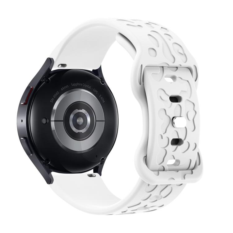 20mm Kalebol Leopard Print Butterfly Buckle Silicone Watch Band(White)
