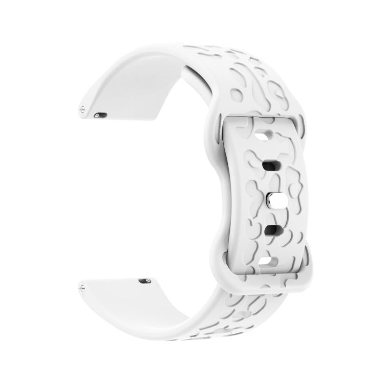 20mm Kalebol Leopard Print Butterfly Buckle Silicone Watch Band(White)