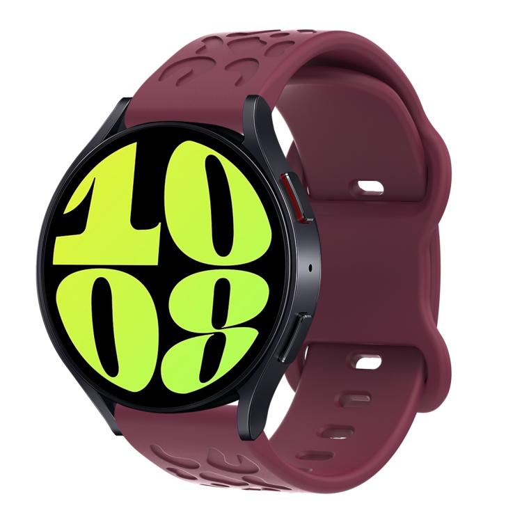 20mm Kalebol Leopard Print Butterfly Buckle Silicone Watch Band(Wine Red)