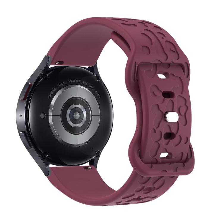 20mm Kalebol Leopard Print Butterfly Buckle Silicone Watch Band(Wine Red)