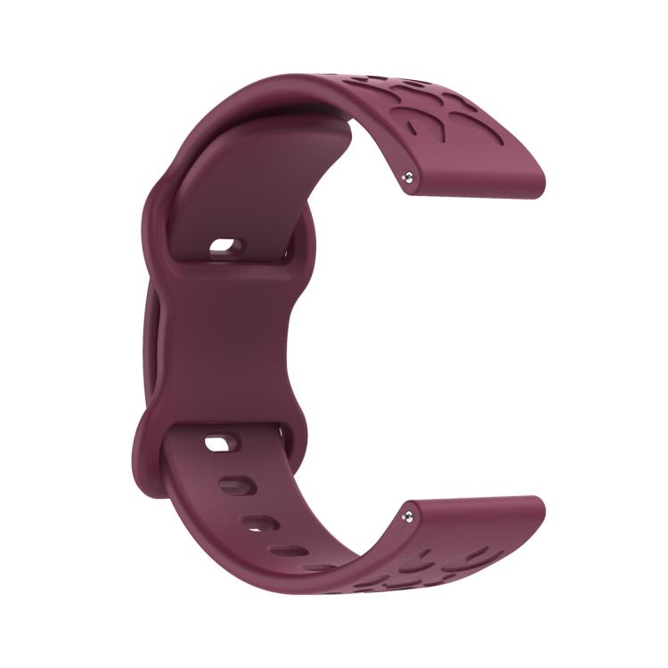 20mm Kalebol Leopard Print Butterfly Buckle Silicone Watch Band(Wine Red)