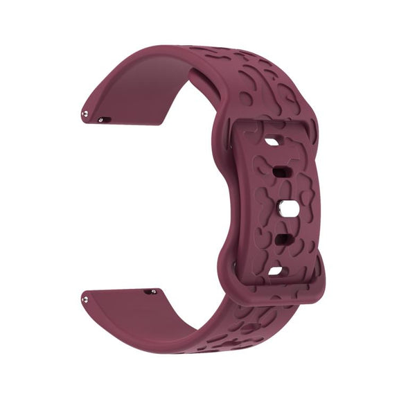 20mm Kalebol Leopard Print Butterfly Buckle Silicone Watch Band(Wine Red)