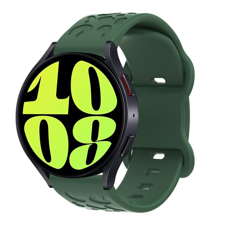20mm Kalebol Leopard Print Butterfly Buckle Silicone Watch Band(Dark Green)