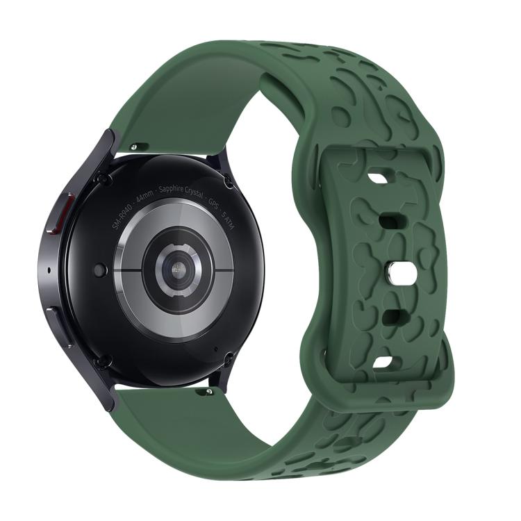 20mm Kalebol Leopard Print Butterfly Buckle Silicone Watch Band(Dark Green)
