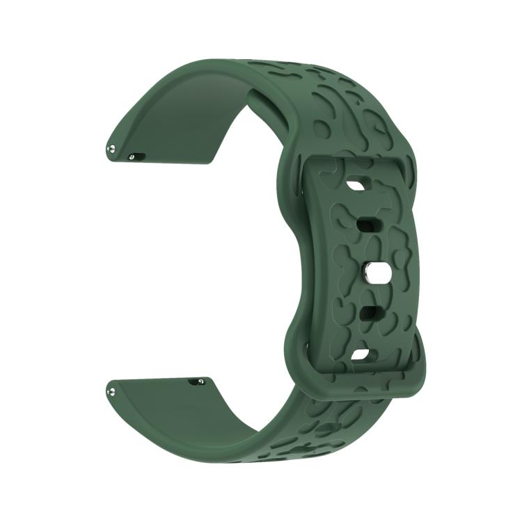20mm Kalebol Leopard Print Butterfly Buckle Silicone Watch Band(Dark Green)